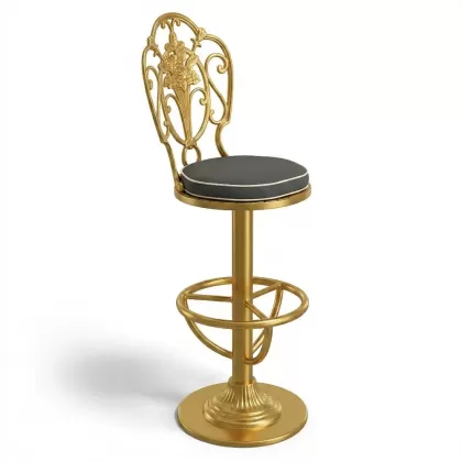 Metal alüminyum döküm ferforje bar sandalyesi gold altın