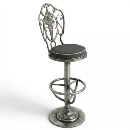 Metal alüminyum döküm ferforje bar sandalyesi silver gümüş