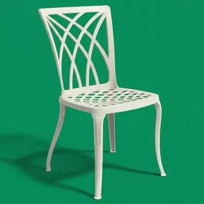 Alüminyum döküm ferforje kolsuz sandalye modern beyaz