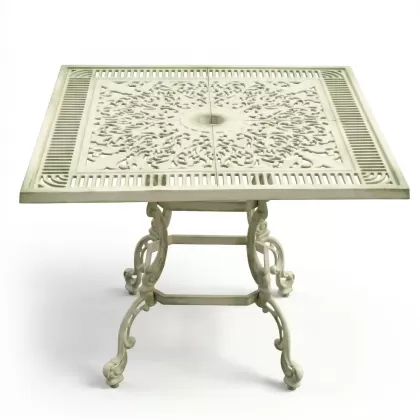 90x90 cm Alüminyum döküm eskitme ferforje masa yeşil patina