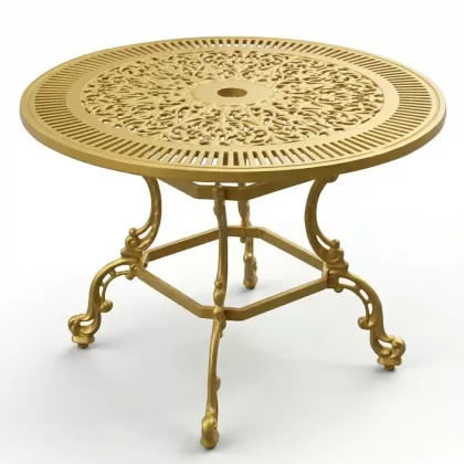 100 çap alüminyum döküm dış mekan bahçe için ferforje masa modeli renk altın gold