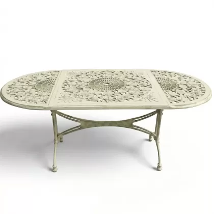 100x200 oval alüminyum döküm dış mekan bahçe için ferforje masa modeli renk yeşil patina
