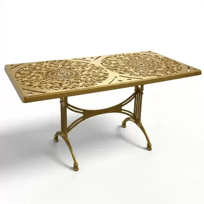 80x160 alüminyum döküm dış mekan bahçe için ferforje masa modeli renk gold altın
