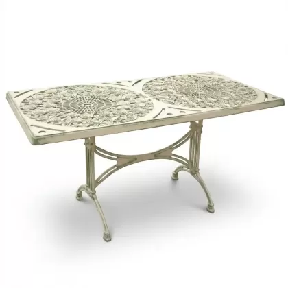 80x160 alüminyum döküm dış mekan bahçe için ferforje masa modeli renk yeşil patina