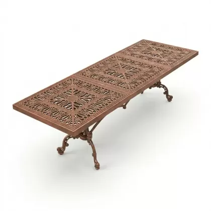 100x300 cm Mega alüminyum döküm ferforje masa bakır eskitme