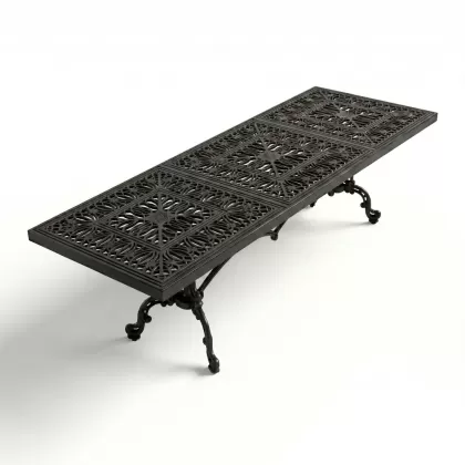 100x300 cm Mega alüminyum döküm ferforje masa siyah