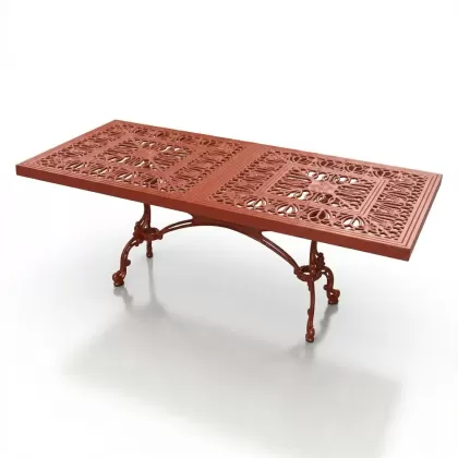 100x200 cm Mega alüminyum döküm ferforje oval masa kiremit kırmızı