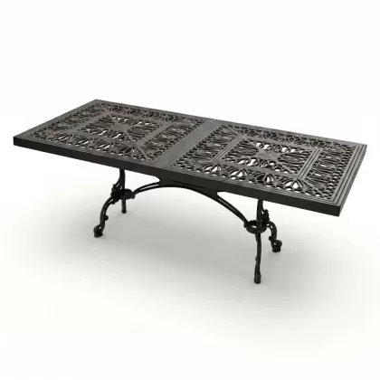 100x200 cm Mega alüminyum döküm ferforje oval masa siyah