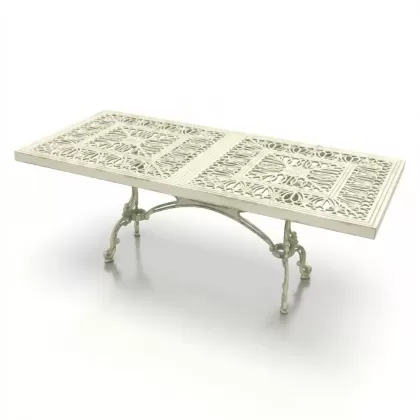 100x200 cm Mega alüminyum döküm ferforje oval masa yeşil beyaz patina