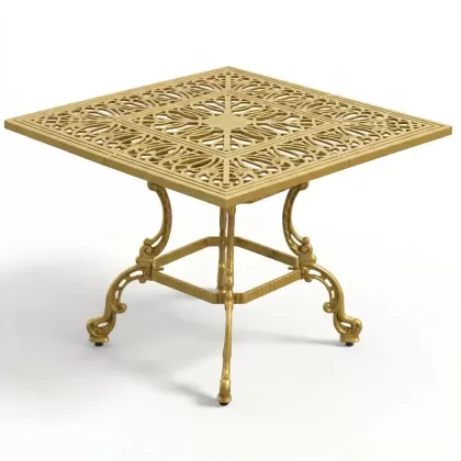 100x100 cm Kare alüminyum döküm ferforje masa gold altın