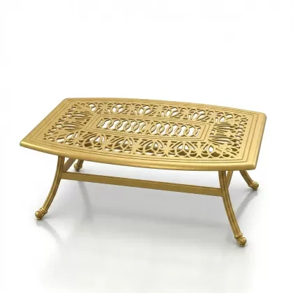 58x127 cm Oval alüminyum döküm ferforje sehpa gold altın