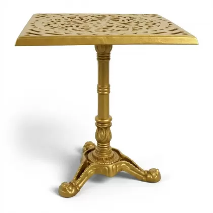 60x60 cm Rustik alüminyum döküm ferforje masa renk altın gold