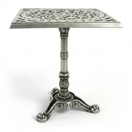 60x60 cm Rustik alüminyum döküm ferforje masa renk gümüş silver