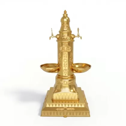 4 pirinç musluklu ayaklı alüminyum döküm çeşme, dekoratif bahçe çeşmesi gold altın