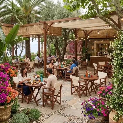 2 kişilik yuvarlak dış mekan cafe restoran için bahçe masa kumaşlı katlanır rejisör sandalye takımı, yemek masası seti restoran tip