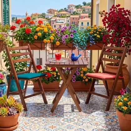 2 kişilik ahşap balkon takımı yazlık