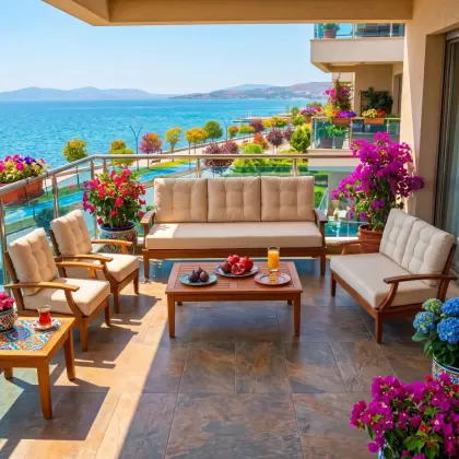 Efes 7 kişilik bahçe seti, balkon tipi ahşap oturma takımı