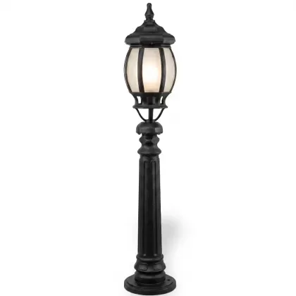100x16 cm - DUY E27 Kristal küre model dekoratif alüminyum döküm beyaz bahçe çim aydınlatma direği siyah