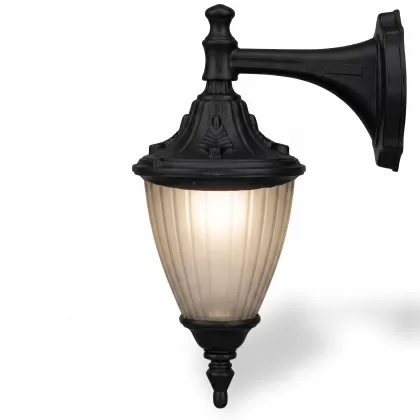 41x41 cm -  DUY E27 Kısa kollu aşağı yöne bakan dekoratif alüminyum döküm duvar tipi aplik Fransız dış mekan aydınlatma duvar apliği siyah