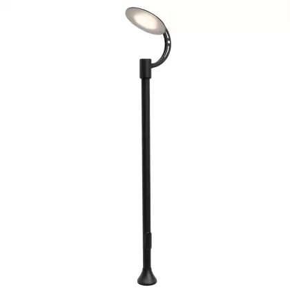400x70 cm - Güneş motifli aşağı yöne bakan tek (1) led fenerli alüminyum döküm dekoratif modern bahçe aydınlatma direği siyah