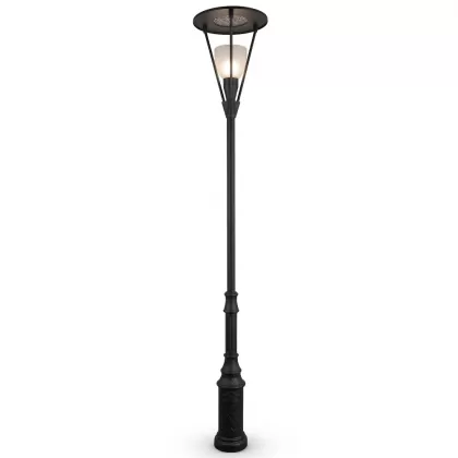 500x90 cm - Yaylım güneş motifli aşağı yöne bakan tek (1) led fenerli alüminyum döküm dekoratif modern bahçe aydınlatma direği siyah