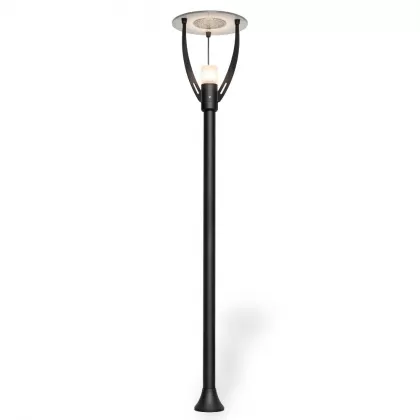 400x85 cm - Ay motifli aşağı yöne bakan tek (1) led fenerli alüminyum döküm modern dekoratif bahçe aydınlatma direği siyah
