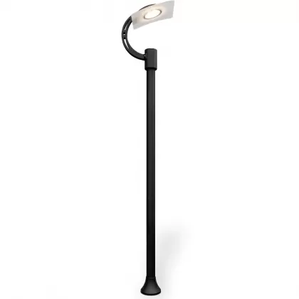 370x70 cm - Ay motifli aşağı yöne bakan tek (1) endirekt led fenerli alüminyum döküm dekoratif modern bahçe aydınlatma direği siyah