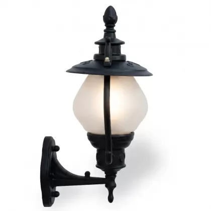 50x27 cm - E27 DUY Fötr şapkalı kısa yukarı yöne bakan dekoratif alüminyum döküm duvar tipi aplik cam küre dış mekan aydınlatma duvar apliği siyah
