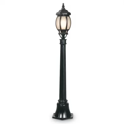 114x18 cm - E27 DUY Kristal cam küre model dekoratif alüminyum döküm modern bahçe çim aydınlatma direği siyah