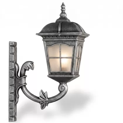 51x39 cm - DUY E27 Yaprak ferforje kollu yukarı yöne bakan dekoratif alüminyum döküm duvar tipi aplik Amerikan tipi dış mekan aydınlatma duvar apliği gümüş silver