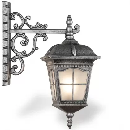 51x39 cm - DUY E27 Ferforje kollu aşağı yöne bakan dekoratif alüminyum döküm duvar tipi aplik Amerikan tipi dış mekan aydınlatma duvar apliği gümüş silver
