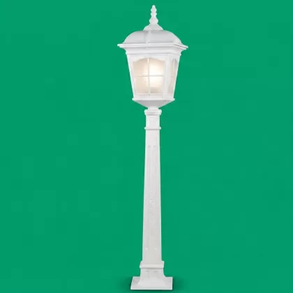 107x23 cm - DUY E27 Amerikan model dekoratif alüminyum döküm sivri uçlu nostaljik bahçe çim aydınlatma direği beyaz