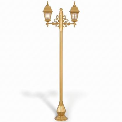 107x23 cm - DUY E27 Amerikan model dekoratif alüminyum döküm sivri uçlu nostaljik bahçe çim aydınlatma direği gold altın