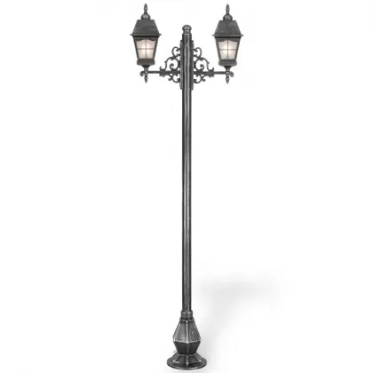 107x23 cm - DUY E27 Amerikan model dekoratif alüminyum döküm sivri uçlu nostaljik bahçe çim aydınlatma direği gümüş silver
