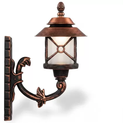43x41 cm - DUY E27 Ferforje kollu yukarı yöne bakan dekoratif alüminyum döküm duvar tipi aplik Fransız şapkalı dış mekan aydınlatma duvar apliği bakır eskitme