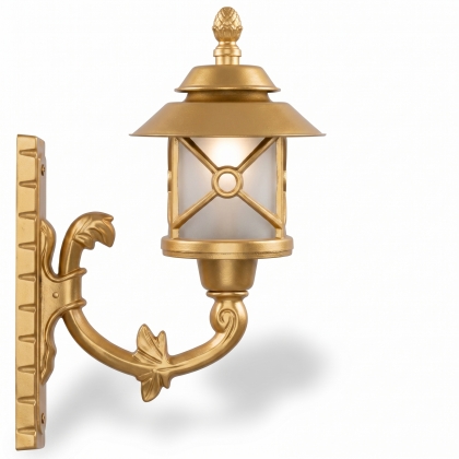 43x41 cm - DUY E27 Ferforje kollu yukarı yöne bakan dekoratif alüminyum döküm duvar tipi aplik Fransız şapkalı dış mekan aydınlatma duvar apliği gold altın