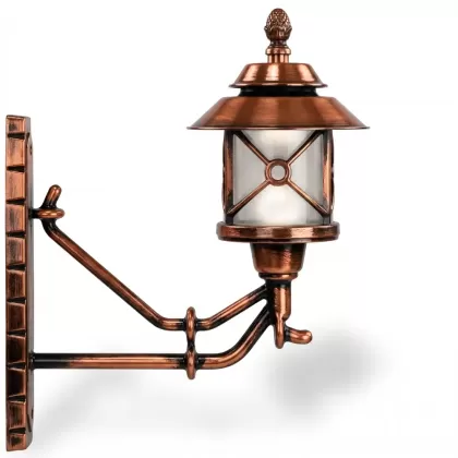 46x38 cm - DUY E27 Uzun kollu yukarı yöne bakan dekoratif alüminyum döküm duvar tipi aplik bakır şapkalı dış mekan aydınlatma duvar apliği bakır eskitme