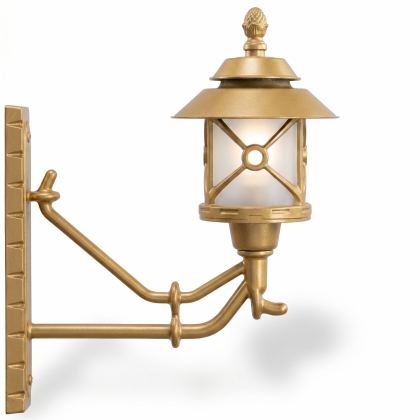 46x38 cm - DUY E27 Uzun kollu yukarı yöne bakan dekoratif alüminyum döküm duvar tipi aplik bakır şapkalı dış mekan aydınlatma duvar apliği gold altın