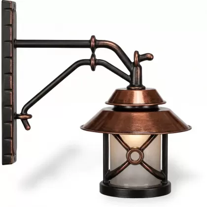 46x31 cm - DUY E27 Dik kollu kollu aşağı yöne bakan dekoratif alüminyum döküm duvar tipi aplik Fransız kapaklı dış mekan aydınlatma duvar apliği bakır eskitme