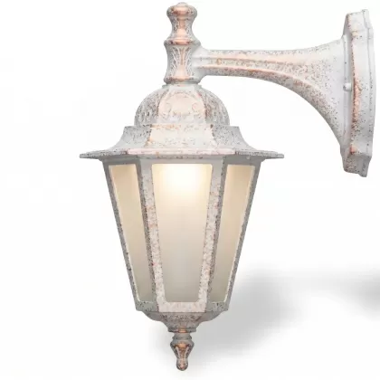 40x27 cm - DUY E27 Kısa kollu aşağı yöne bakan dekoratif alüminyum döküm duvar tipi aplik İngiliz tipi dış mekan aydınlatma duvar apliği beyaz patina
