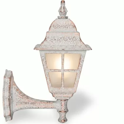 42x30 cm - DUY E27 Kısa kollu yukarı yöne bakan dekoratif alüminyum döküm duvar tipi aplik İngiliz dış mekan aydınlatma duvar apliği beyaz eskitme