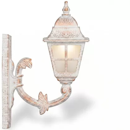 37x28 cm - DUY E27 Ferforje kollu yukarı yöne bakan dekoratif alüminyum döküm duvar tipi aplik İngiliz dış mekan aydınlatma duvar apliği beyaz eskitme