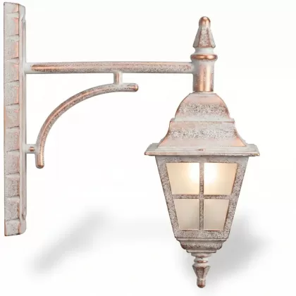 37x32 cm - DUY E27 Uzun kollu aşağı yöne bakan dekoratif alüminyum döküm duvar tipi aplik İngiliz dış mekan aydınlatma duvar apliği beyaz patina