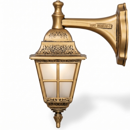 37x26 cm - DUY E27 Kısa kollu aşağı yöne bakan dekoratif alüminyum döküm duvar tipi aplik İngiliz dış mekan aydınlatma duvar apliği gold altın