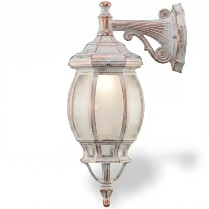 44x24 cm - DUY E27 Kısa kollu aşağı yöne bakan dekoratif alüminyum döküm duvar tipi aplik kristal küre dış mekan aydınlatma duvar apliği beyaz eskitme