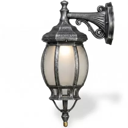 44x24 cm - DUY E27 Kısa kollu aşağı yöne bakan dekoratif alüminyum döküm duvar tipi aplik kristal küre dış mekan aydınlatma duvar apliği silver gümüş