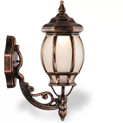 44x24 cm - DUY E27 Sarmaşık kollu yukarı yöne bakan dekoratif alüminyum döküm duvar tipi aplik kristal küre dış mekan aydınlatma duvar apliği bakır eskitme