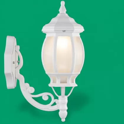 44x24 cm - DUY E27 Sarmaşık kollu yukarı yöne bakan dekoratif alüminyum döküm duvar tipi aplik kristal küre dış mekan aydınlatma duvar apliği beyaz