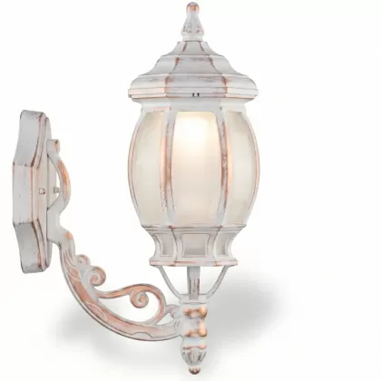 44x24 cm - DUY E27 Sarmaşık kollu yukarı yöne bakan dekoratif alüminyum döküm duvar tipi aplik kristal küre dış mekan aydınlatma duvar apliği beyaz eskitme