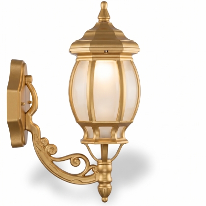 44x24 cm - DUY E27 Sarmaşık kollu yukarı yöne bakan dekoratif alüminyum döküm duvar tipi aplik kristal küre dış mekan aydınlatma duvar apliği altın gold